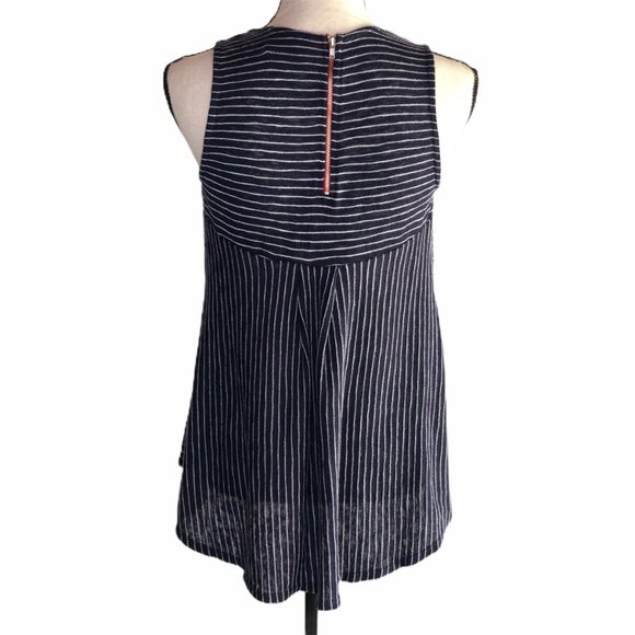 ANTHROPOLOGIE W5 NAVY STRIPED HI LO SWING TANK TOP - Picture 2 of 5